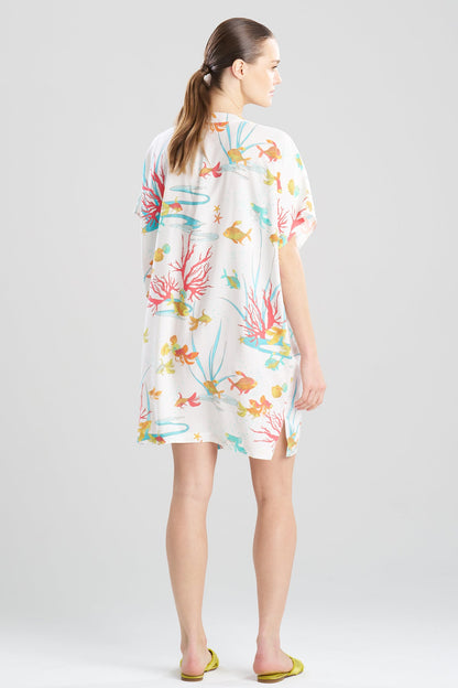 Ocean's Embrace Printed Challis Sleepshirt Warm White Natori