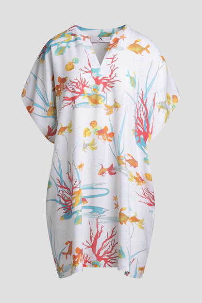 Ocean's Embrace Printed Challis Sleepshirt Warm White Natori