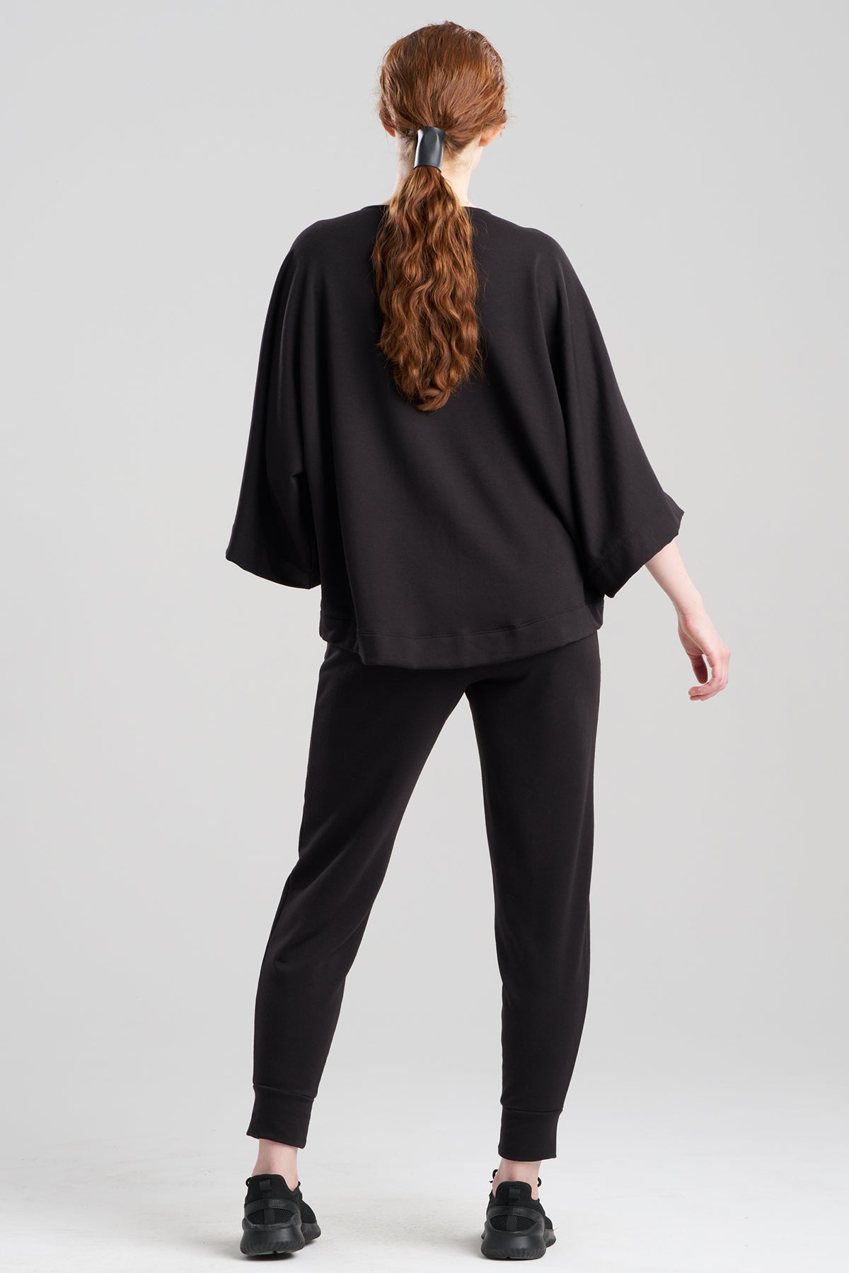 Cocoon Brushed French Terry Dragon Embroidered Kimono Top Black Natori