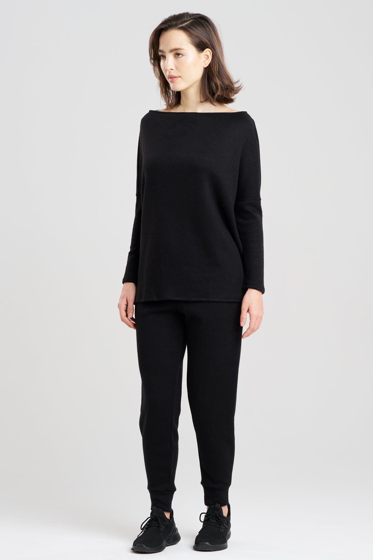 Himalaya Sweater Knit Wedge Top Black Natori