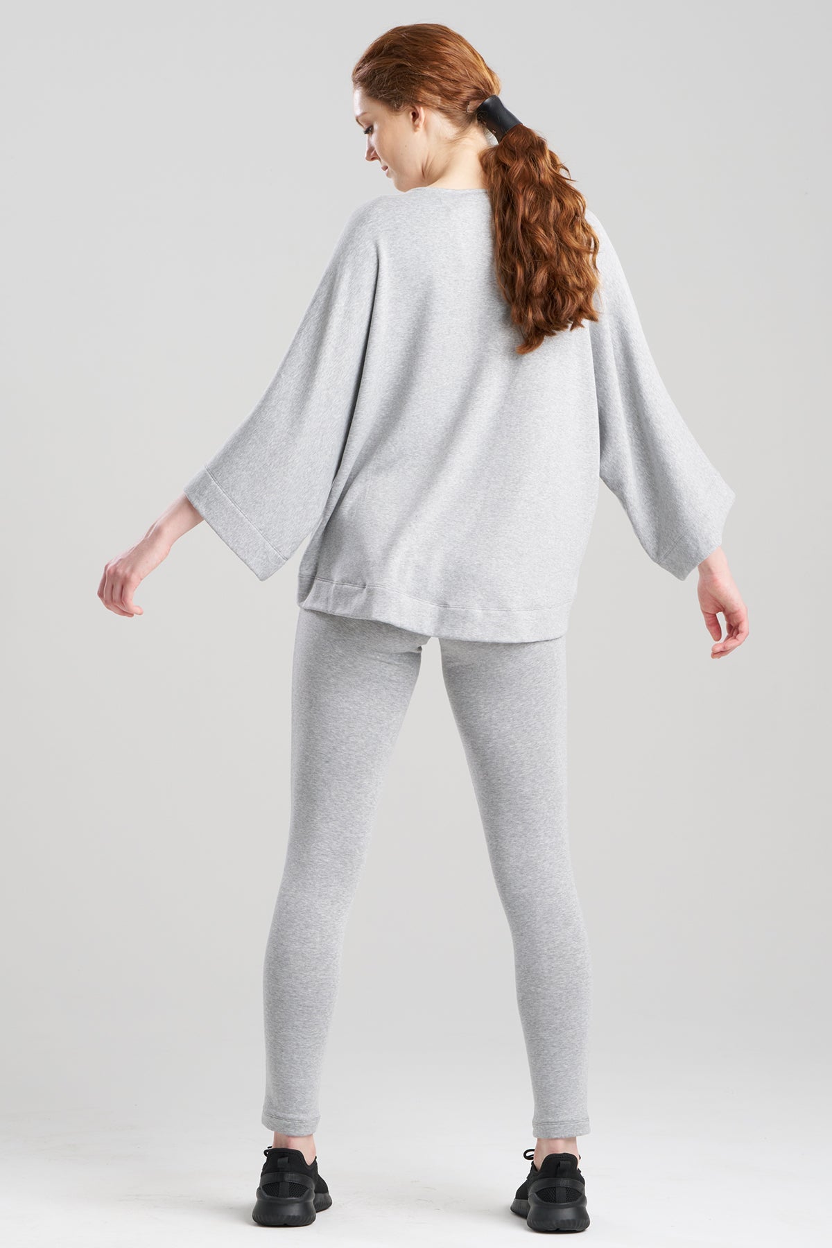 Cocoon Brushed French Terry Dragon Embroidered Kimono Top Ht. Grey Natori