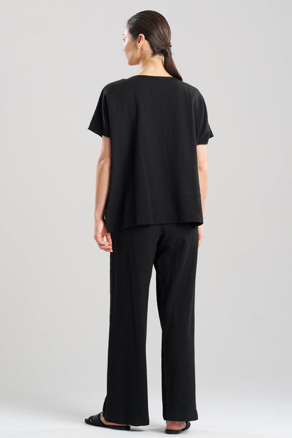 Onsen Cotton Wedge Top Black Natori