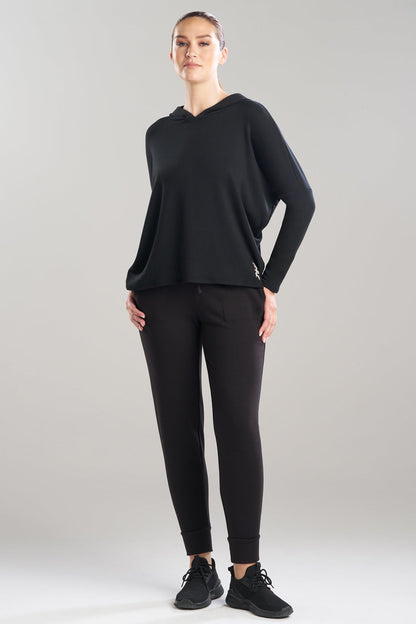 Cocoon Brushed French Terry Kimono Hoodie Black Natori