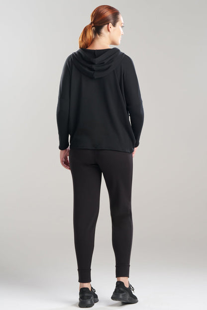 Cocoon Brushed French Terry Kimono Hoodie Black Natori