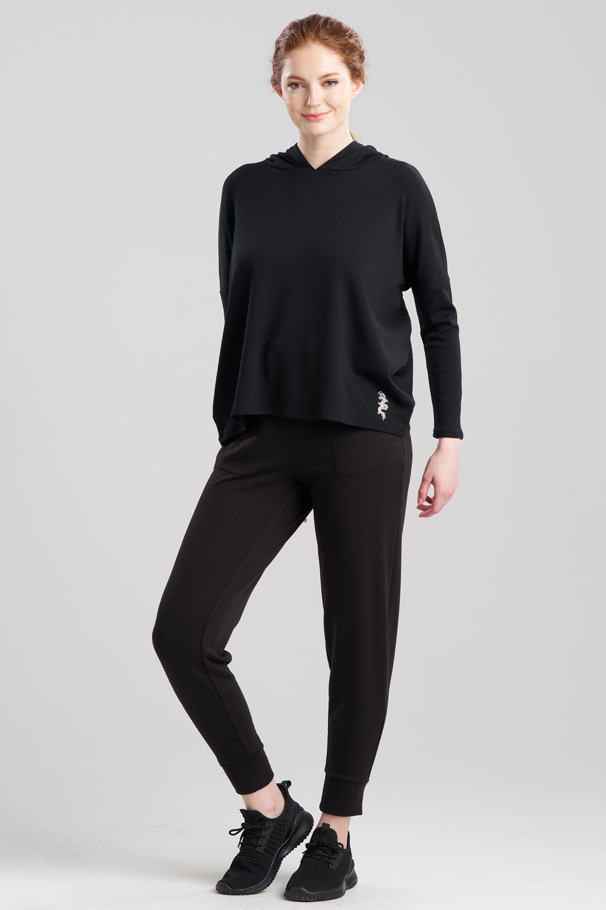 Cocoon Brushed French Terry Kimono Hoodie Black Natori
