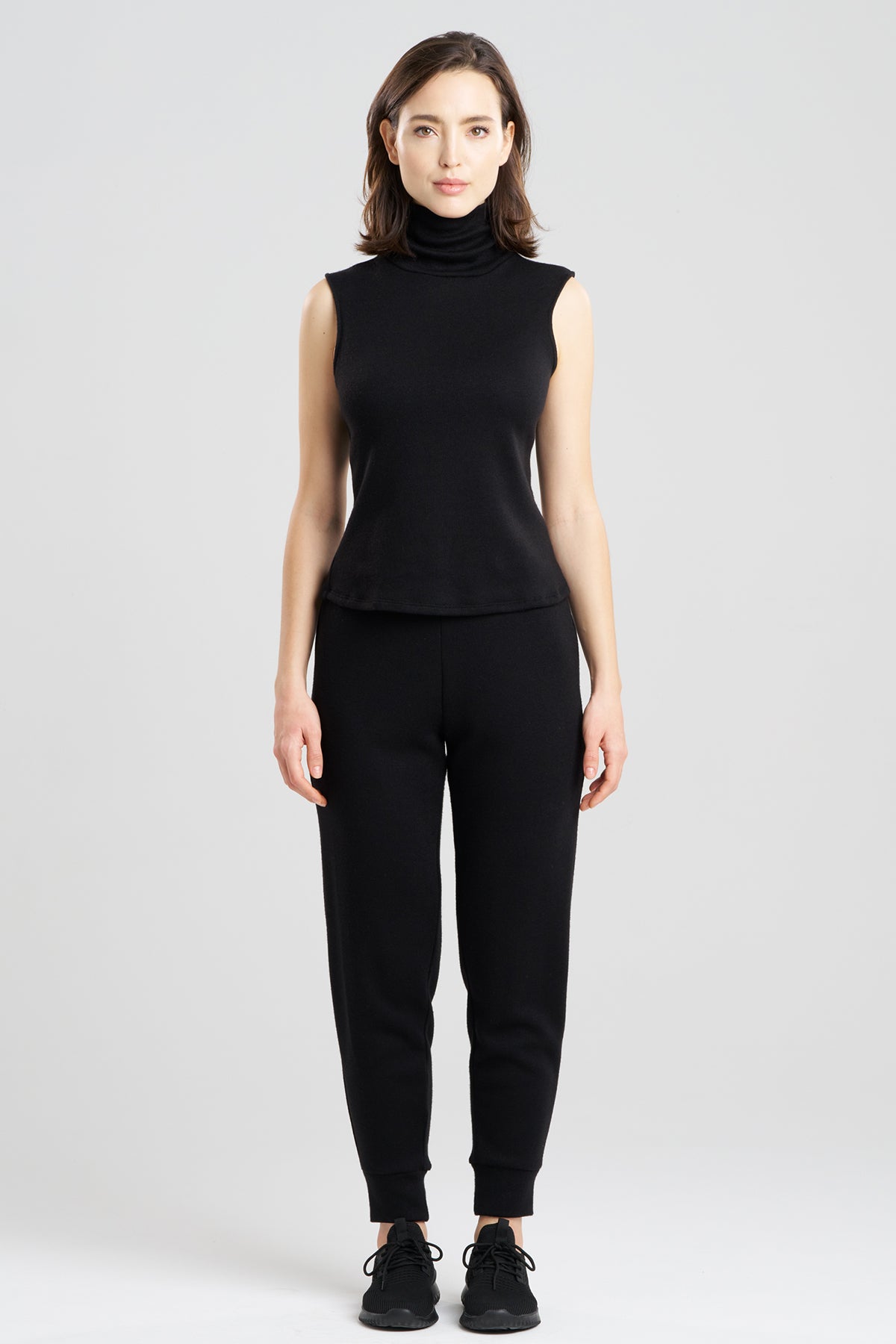 Himalaya Sweater Knit Mock Neck Top Black Natori