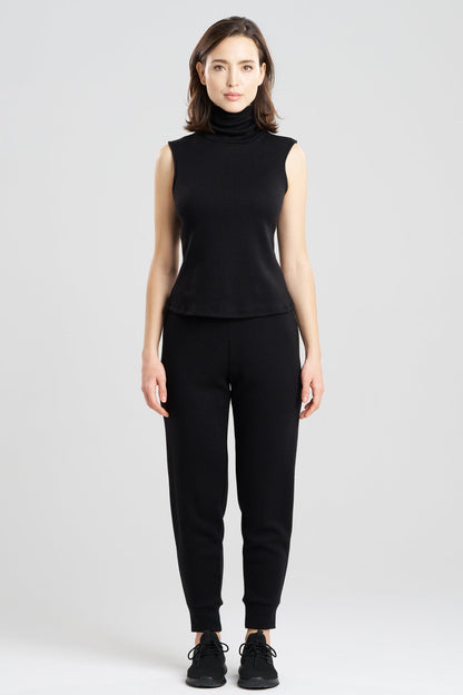 Himalaya Sweater Knit Mock Neck Top Black Natori