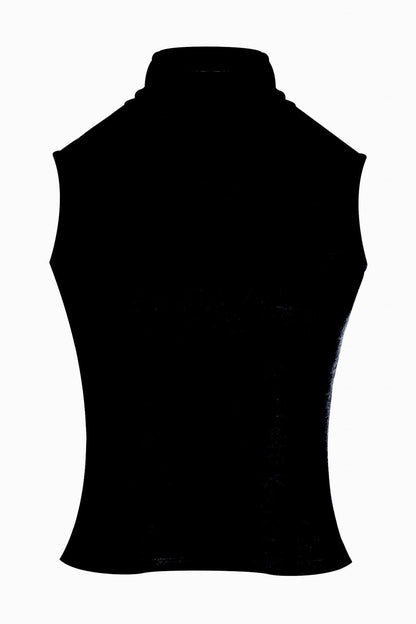 Himalaya Sweater Knit Mock Neck Top Black Natori