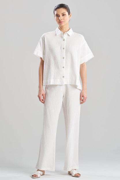 Onsen Cotton Button Down Shirt White Natori