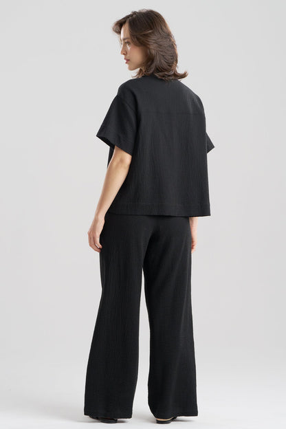 Onsen Cotton Button Down Shirt Black Natori