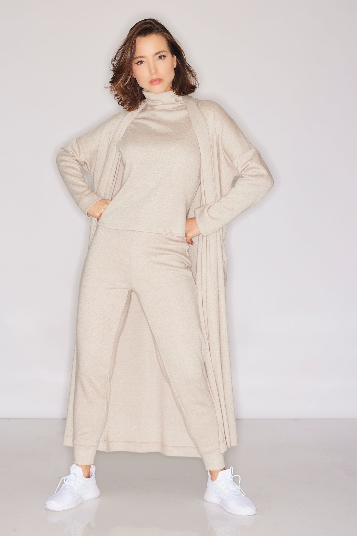 Himalaya Sweater Knit Mock Neck Top Cashmere Natori