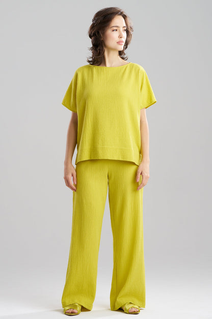 Onsen Cotton Wedge Top Chartreuse Natori