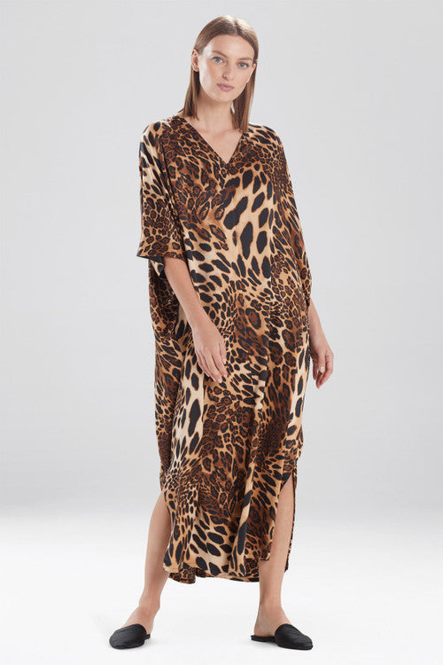 Buy Luxe Leopard Zip Caftan in Chestnut Online Chestnut Natori