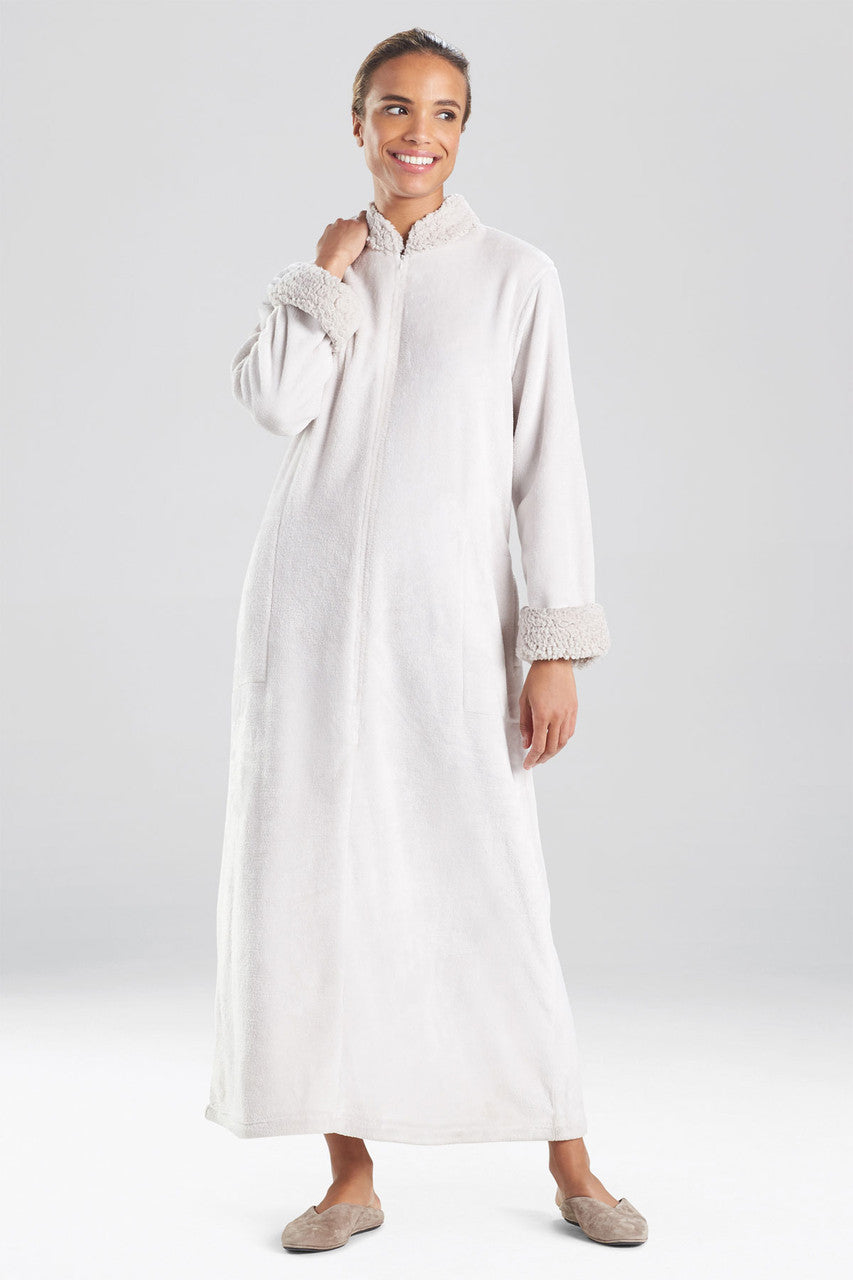Buy Plush Sherpa Zip Lounger in Bone Online Bone Natori