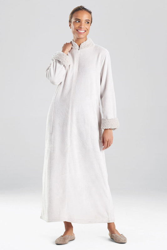 Buy Plush Sherpa Zip Lounger in Bone Online Bone Natori