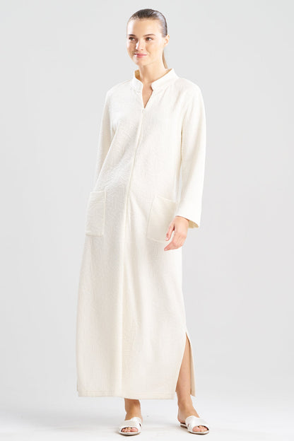 Quilted Geo Knit Jacquard Zip Lounger White Opal Natori