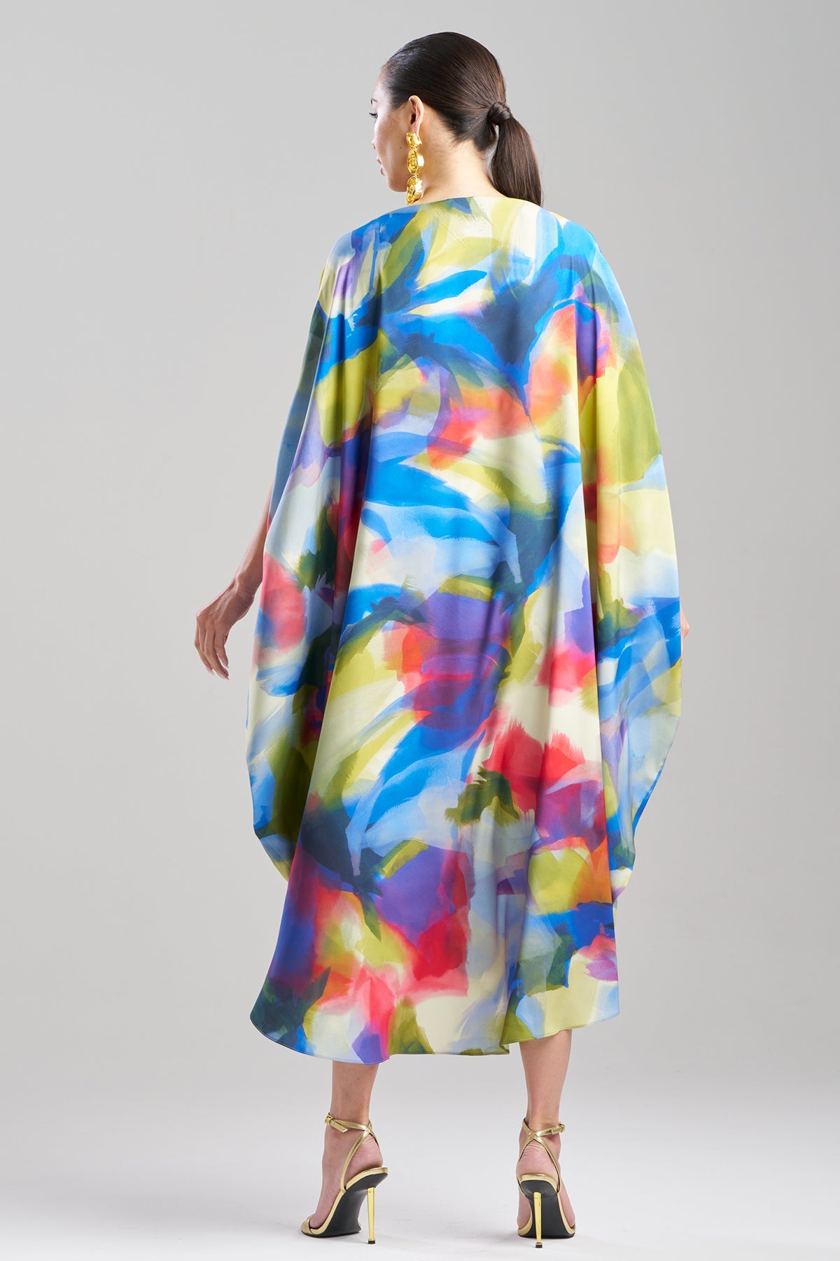 Kumo Printed Stretch Satin Caftan Kumo Multi Natori