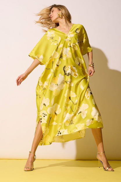 Aurelia Charmeuse Caftan Chartreuse Natori