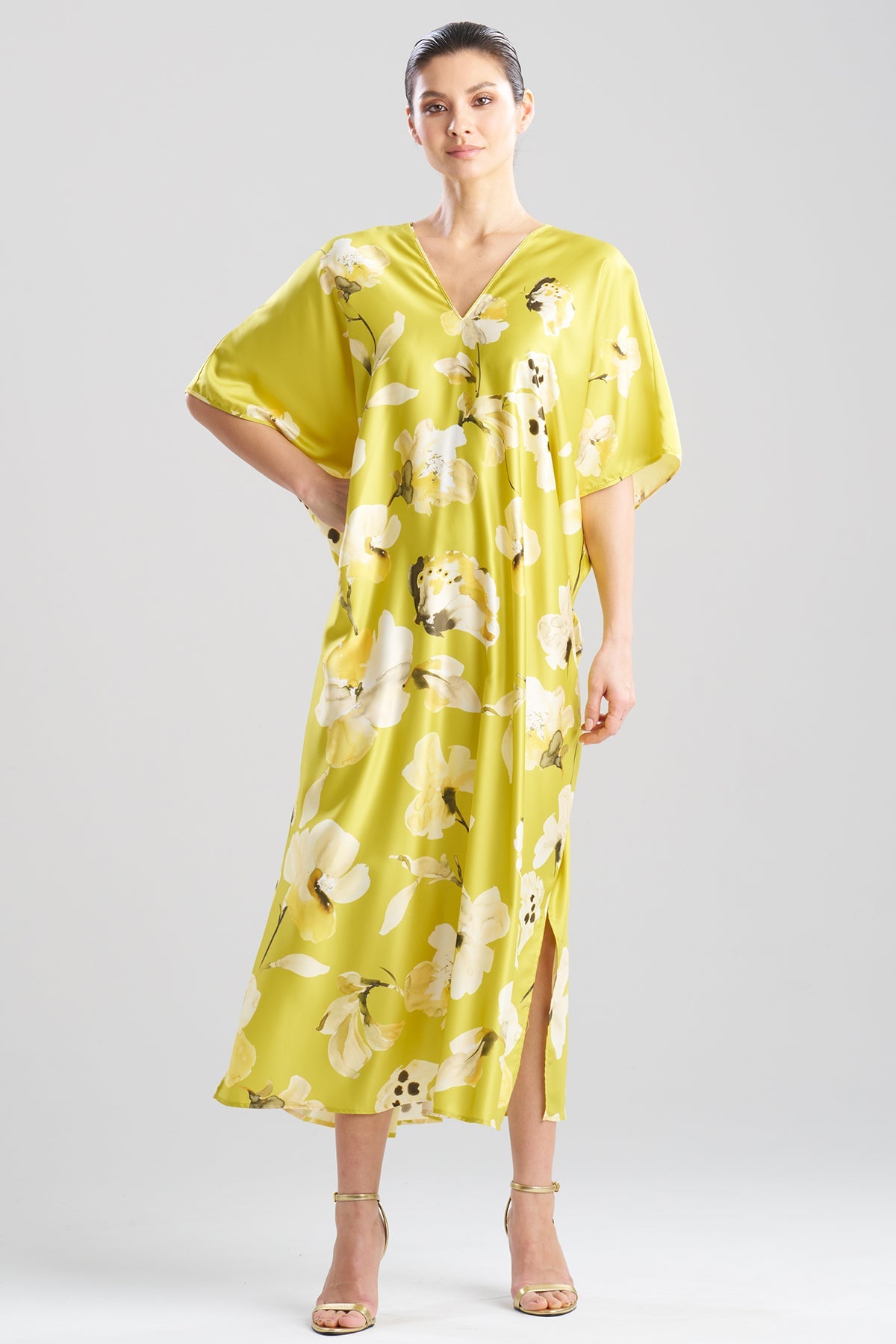 Aurelia Charmeuse Caftan Chartreuse Natori