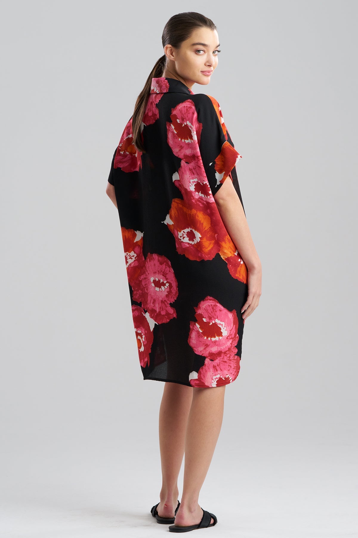 Bold Poppy Crinkle Dolman Shirtdress Red Natori