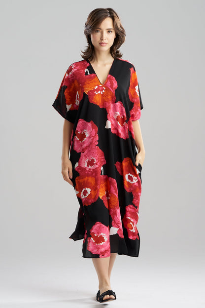 Bold Poppy Crinkle Caftan Red Natori
