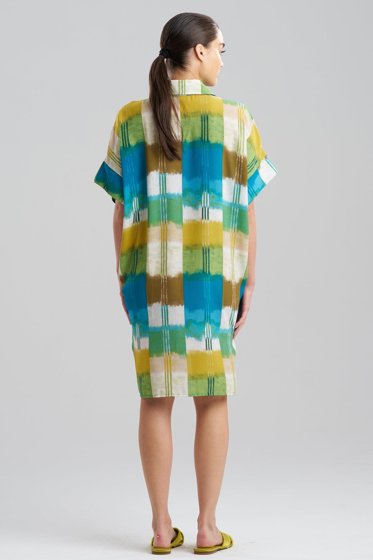 Sunset Crinkle Dolman Shirtdress Green Multi Natori