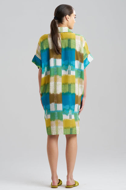 Sunset Crinkle Dolman Shirtdress Green Multi Natori