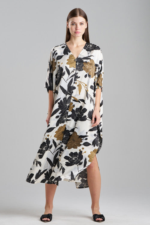 Buy Peony Blossom Zip Caftan in Neutral Online Neutral Natori