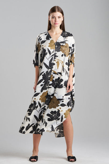 Buy Peony Blossom Zip Caftan in Neutral Online Neutral Natori