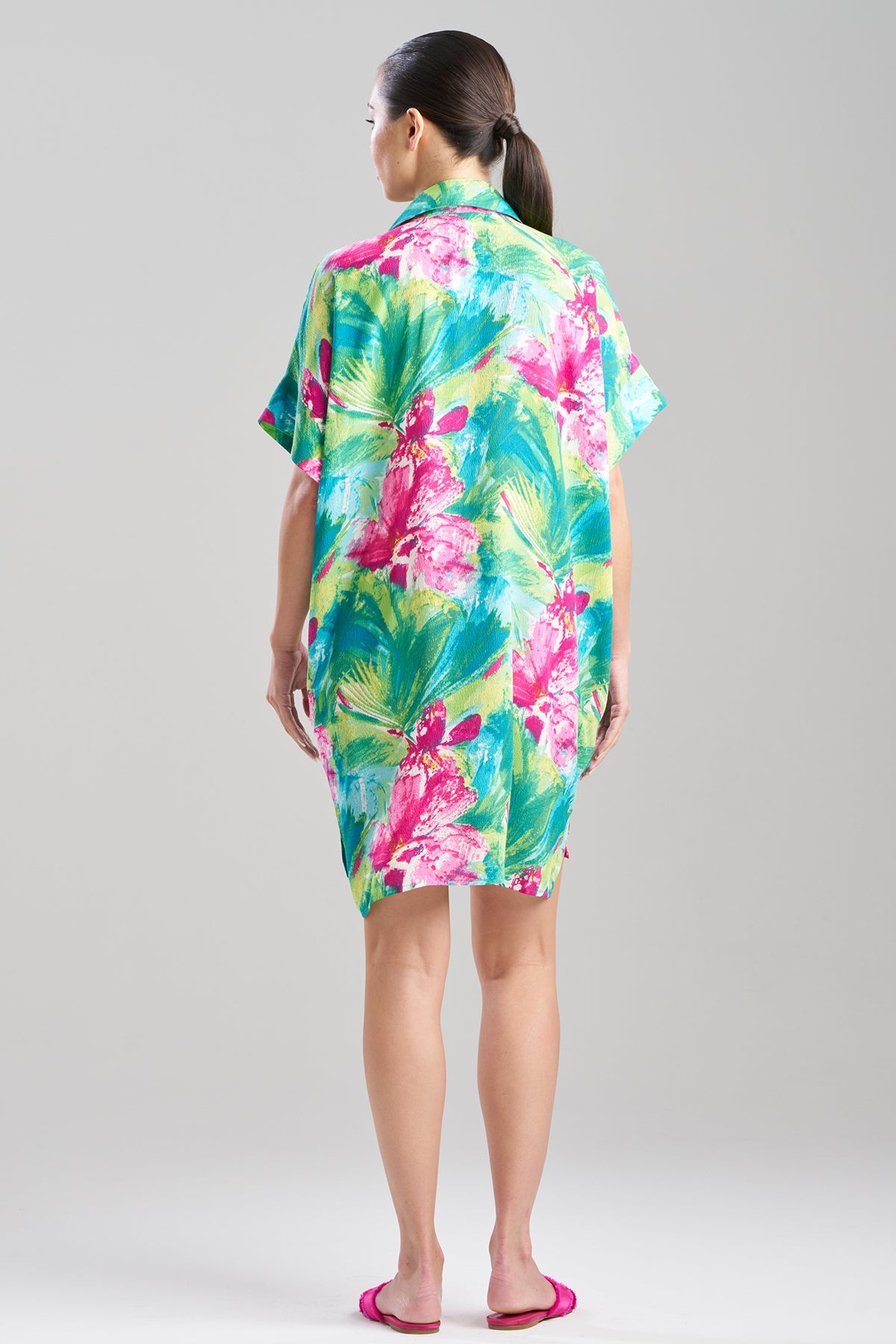 Tropic Crinkle Dolman Shirtdress Green Multi Natori
