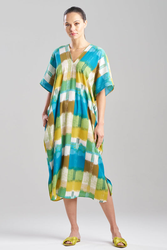 Sunset Crinkle Caftan Green Multi Natori