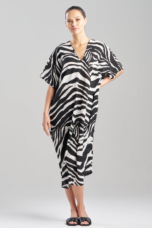 Savanna Crinkle Caftan Black/White Natori