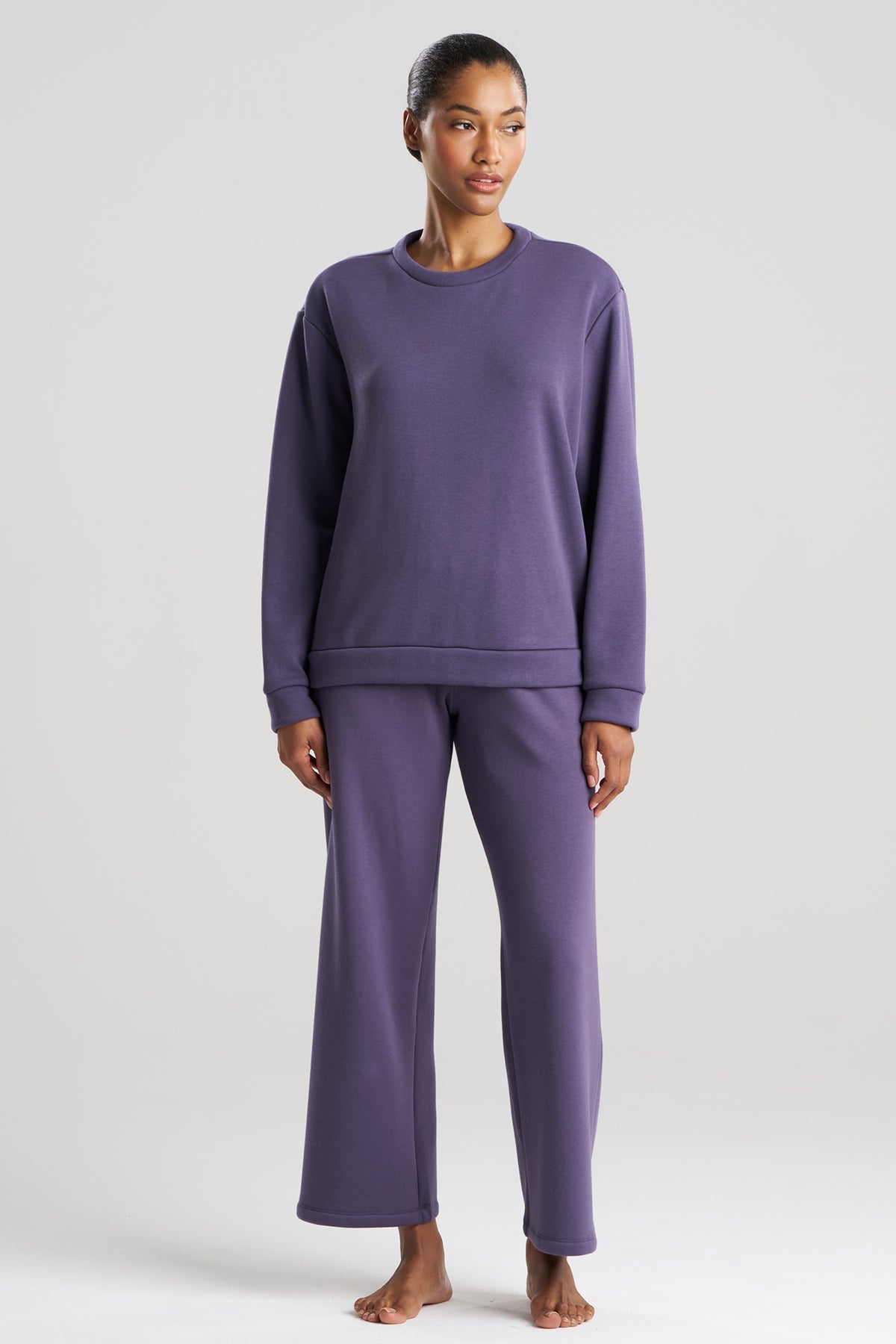Nova Cozy Brushed Knit Everywhere Crew Neck Top Twilight Blue Natori