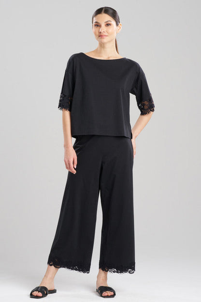 Buy Bliss Harmony Lace Applique T-Shirt in Black Online Black Natori