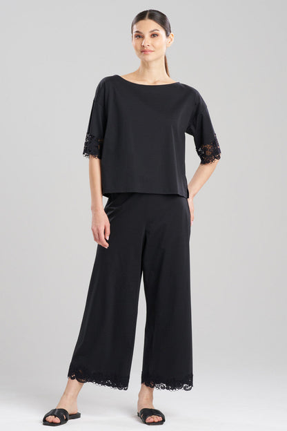Buy Bliss Harmony Lace Applique T-Shirt in Black Online Black Natori