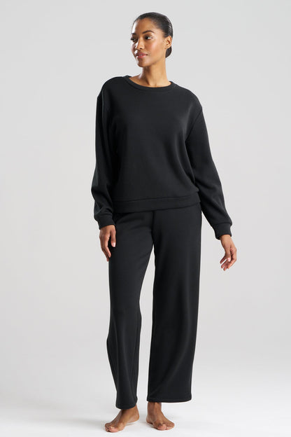 Nova Cozy Brushed Knit Everywhere Crew Neck Top Black Natori