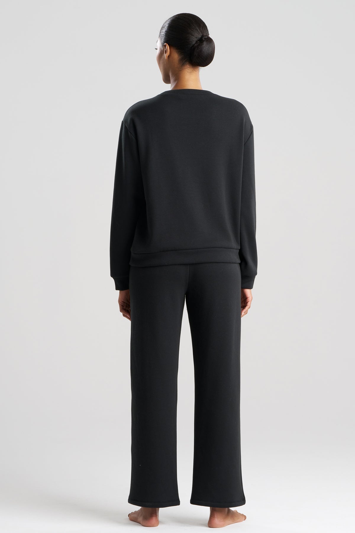 Nova Cozy Brushed Knit Everywhere Crew Neck Top Black Natori