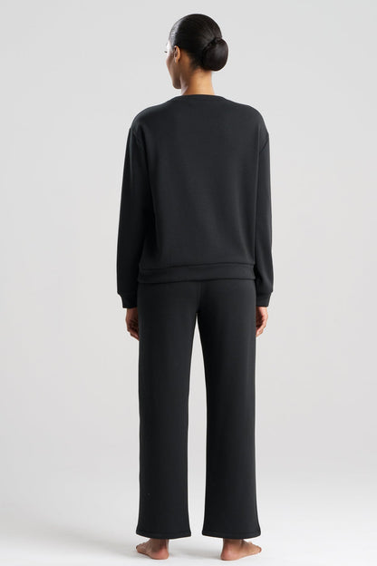 Nova Cozy Brushed Knit Everywhere Crew Neck Top Black Natori