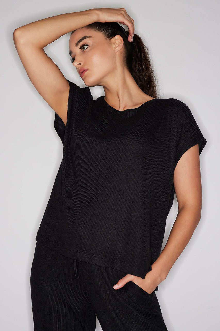 Buy Eden Rib Knit Everywhere Top in Black Online Black Natori