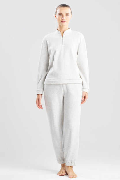 Nova Cozy Brushed Knit Everywhere Zip Up Top Light Heather Grey Natori