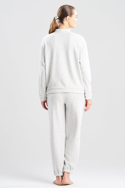 Nova Cozy Brushed Knit Everywhere Zip Up Top Light Heather Grey Natori