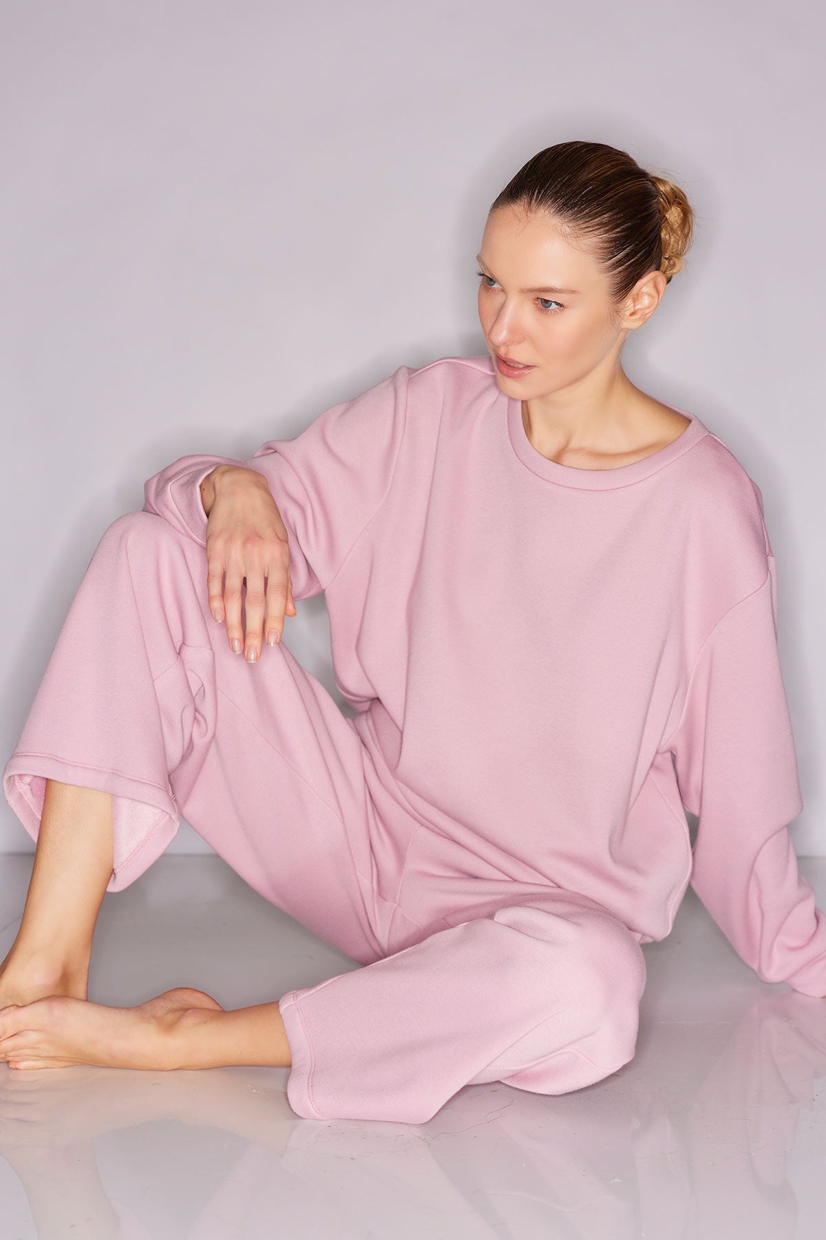 Nova Cozy Brushed Knit Everywhere Crew Neck Top Rose Quartz Natori