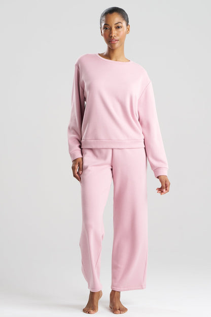 Nova Cozy Brushed Knit Everywhere Crew Neck Top Rose Quartz Natori