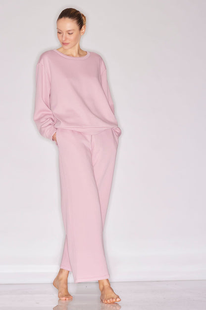 Nova Cozy Brushed Knit Everywhere Crew Neck Top Rose Quartz Natori