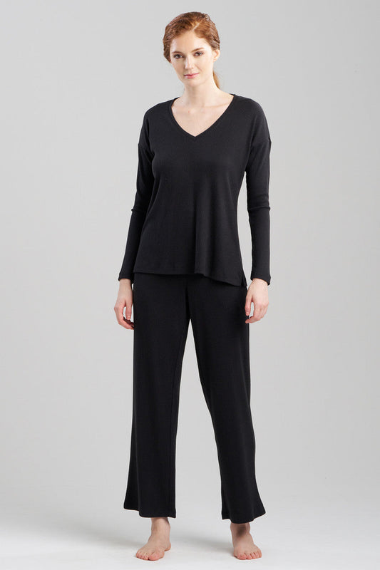 Buy Eden Rib Knit Everywhere V-Neck Top in Black Online Black Natori