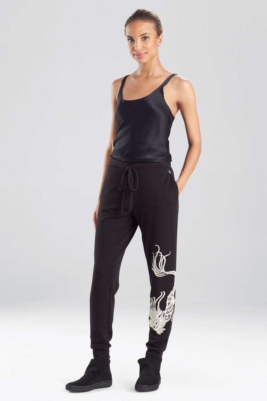 Buy Cocoon Dragon Embroidered Jogger Pants in Black Online Black Natori