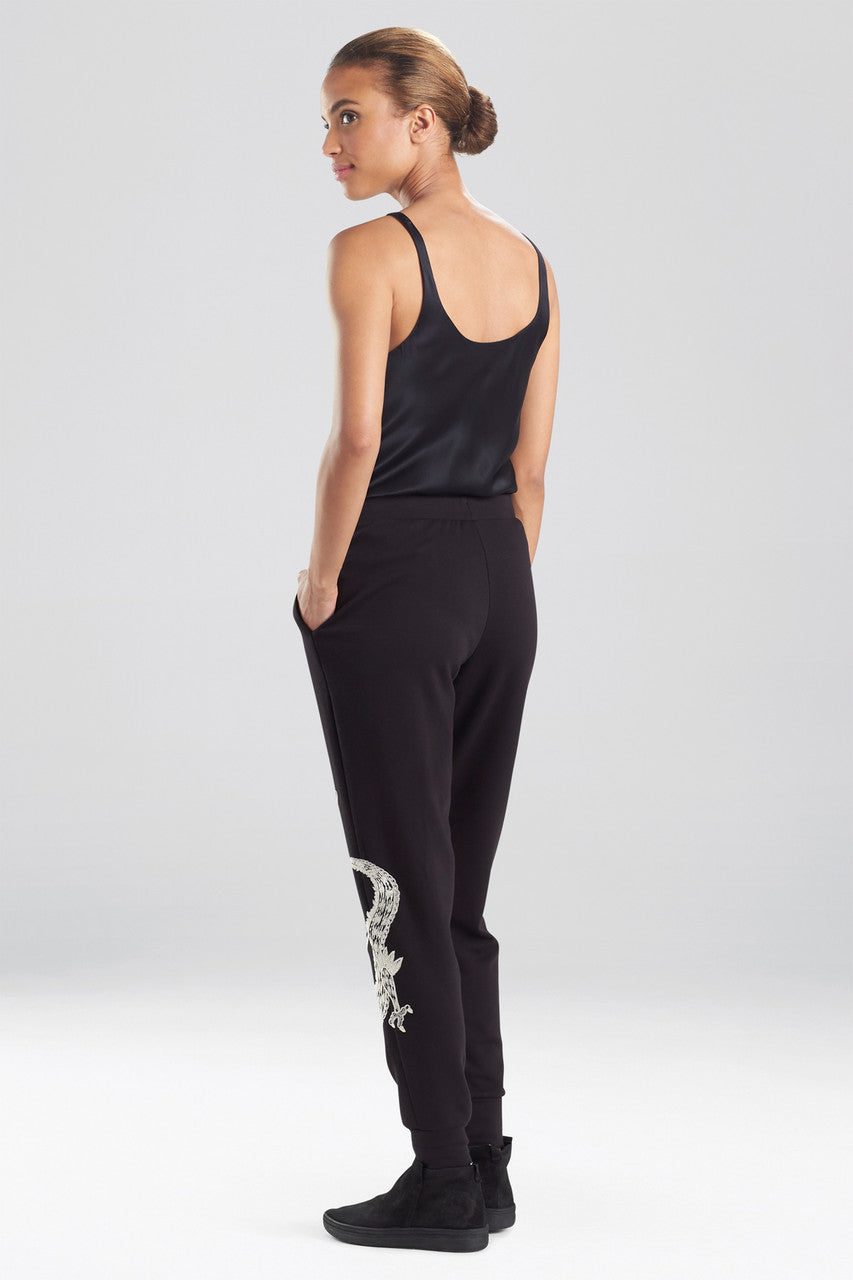 Buy Cocoon Dragon Embroidered Jogger Pants in Black Online Black Natori