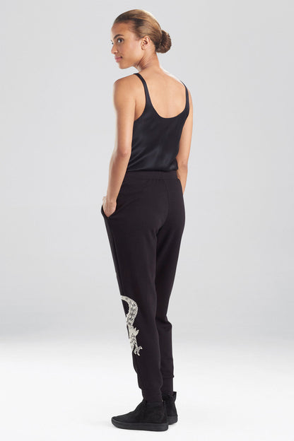 Buy Cocoon Dragon Embroidered Jogger Pants in Black Online Black Natori