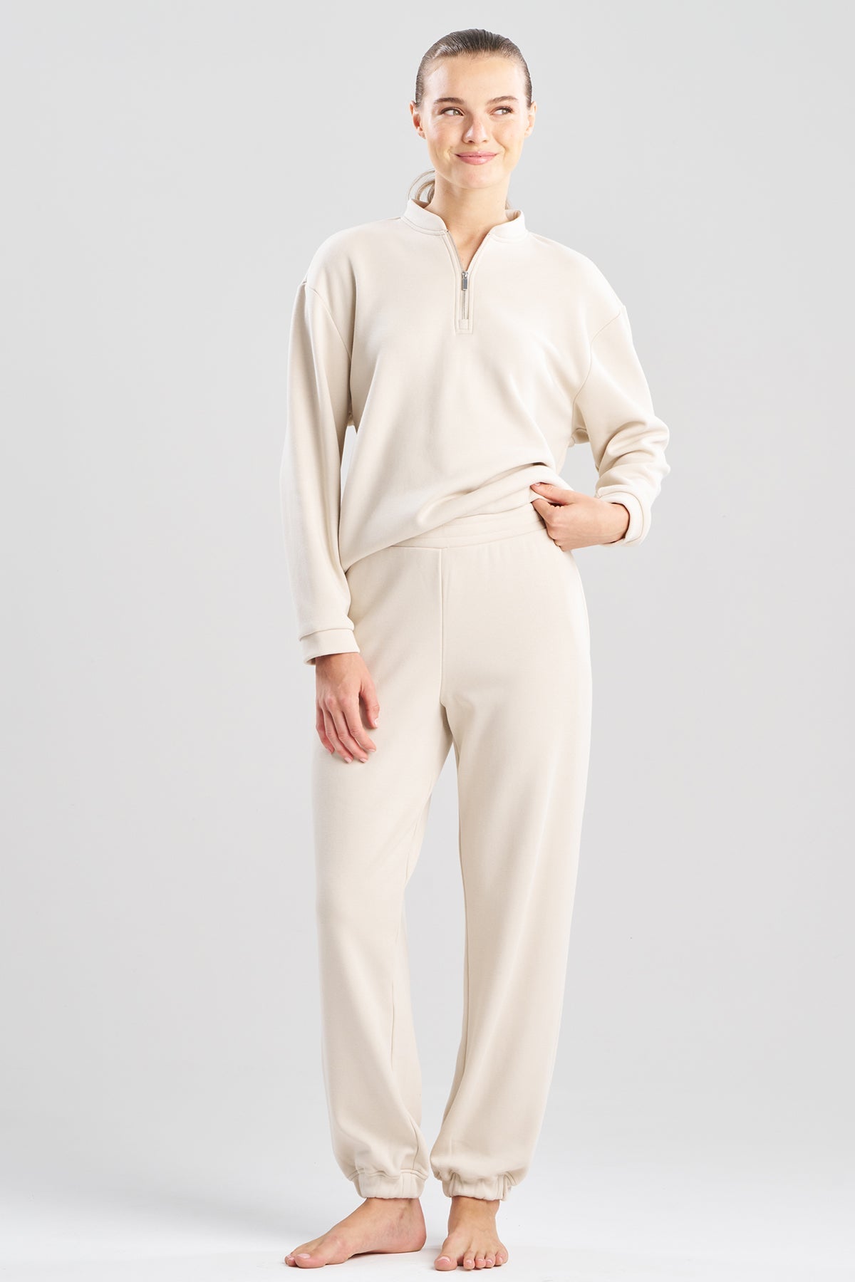 Nova Cozy Brushed Knit Everywhere Joggers Ecru Natori