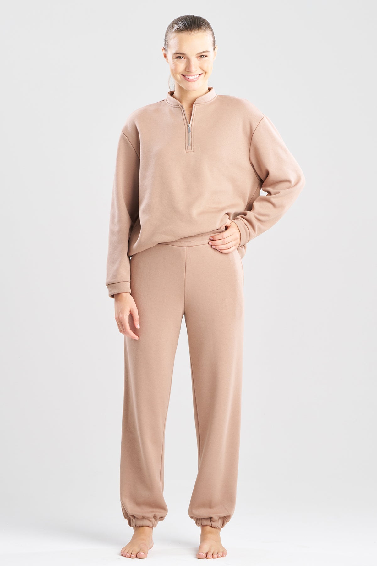 Nova Cozy Brushed Knit Everywhere Joggers Latte Natori